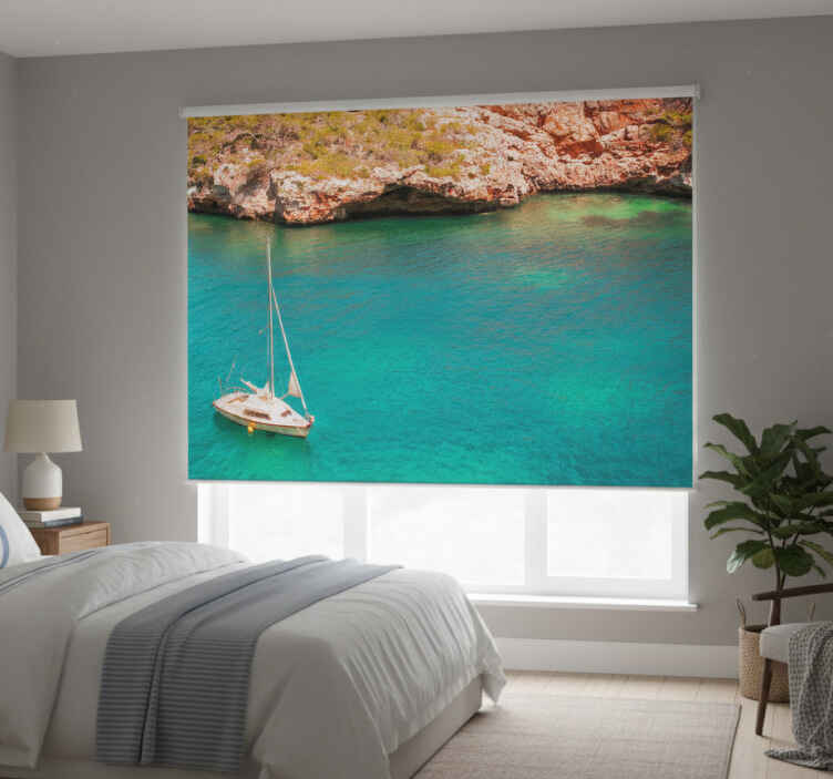 Rullgardin sovrum azurblå havmallorca - Tenstickers