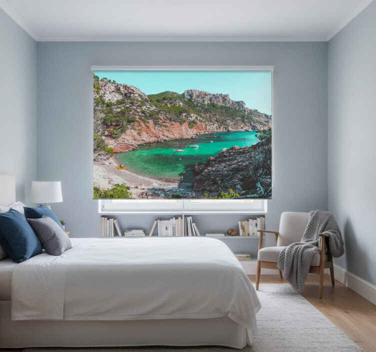 Bedroom roller blind beautiful beach with rocks mallorca - TenStickers
