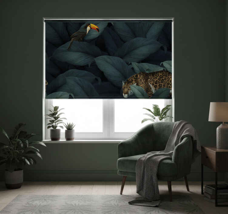 Bedroom roller blind jungle night - TenStickers