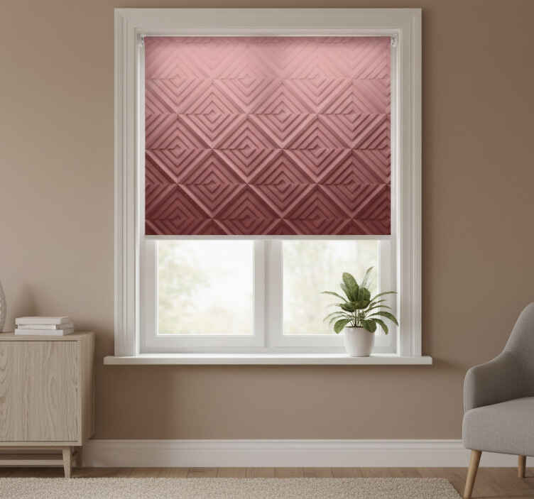 Bedroom roller blind in pink 3d geometric design - TenStickers