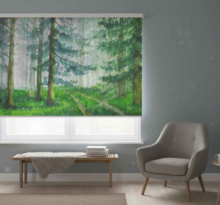Bedroom roller blind scandinavian pine forest - TenStickers