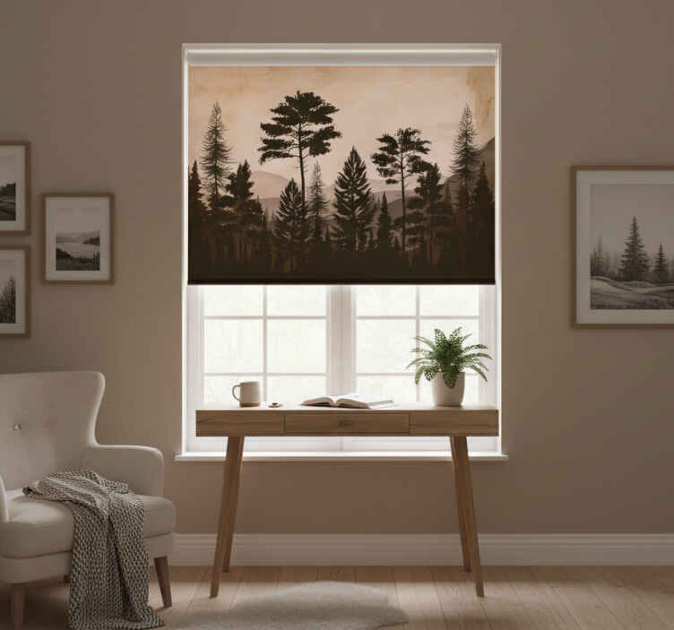 Scandinavian style warm colored forest bedroom roller blind - TenStickers
