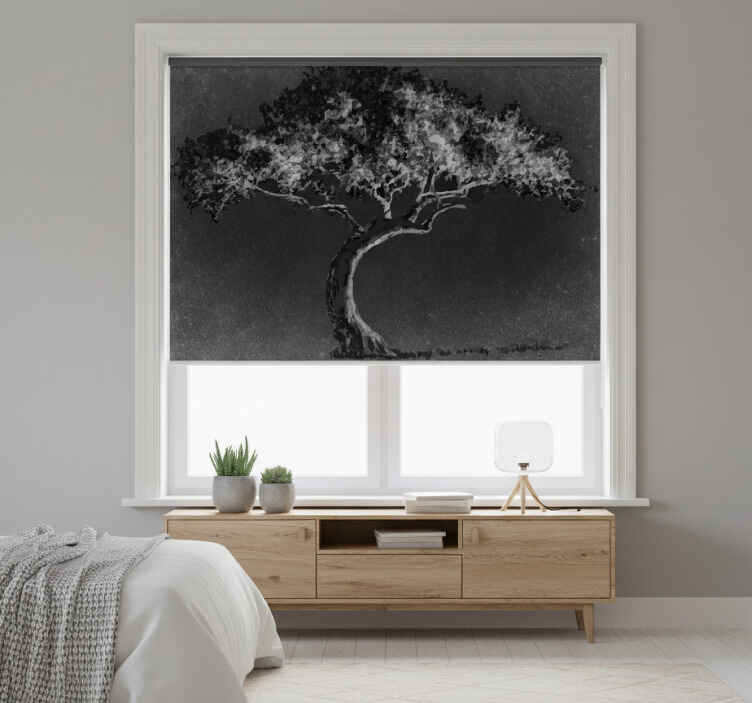 Bedroom roller blind in scandinavian willow tree - TenStickers