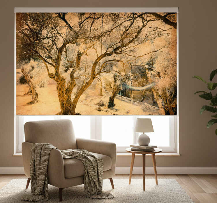 Idyllic olive grove bedroom roller blind - TenStickers