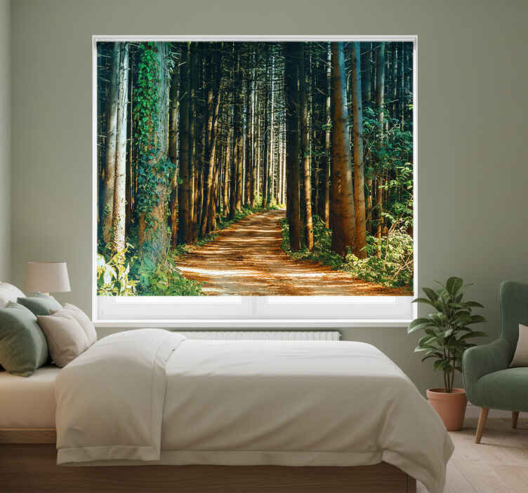 Bedroom roller blind beautiful nature path tree gate - TenStickers