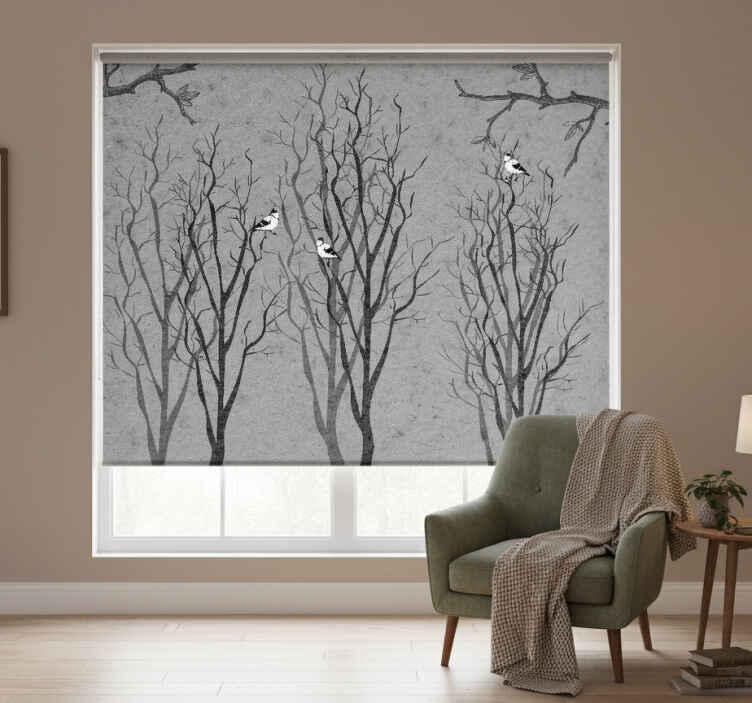 Bedroom roller blind in vintage forest style - TenStickers