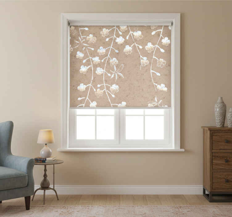 Bedroom roller blind with vintage asian tree design - TenStickers