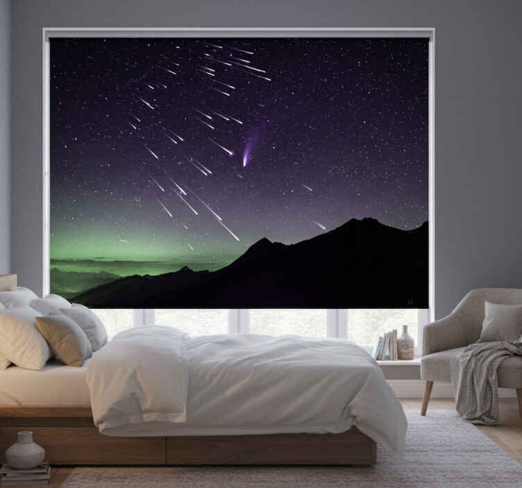 Bedroom roller blind meteor shower of stars - TenStickers