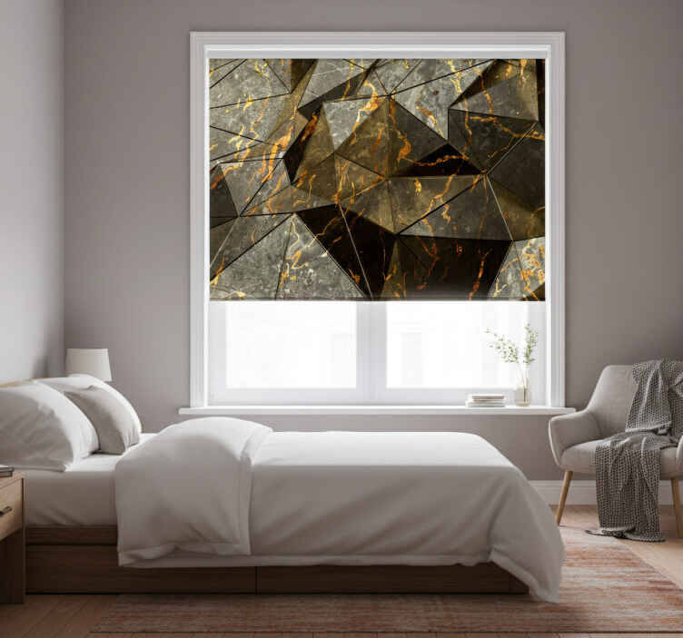 Bedroom roller blind in colorful marble triangles - TenStickers