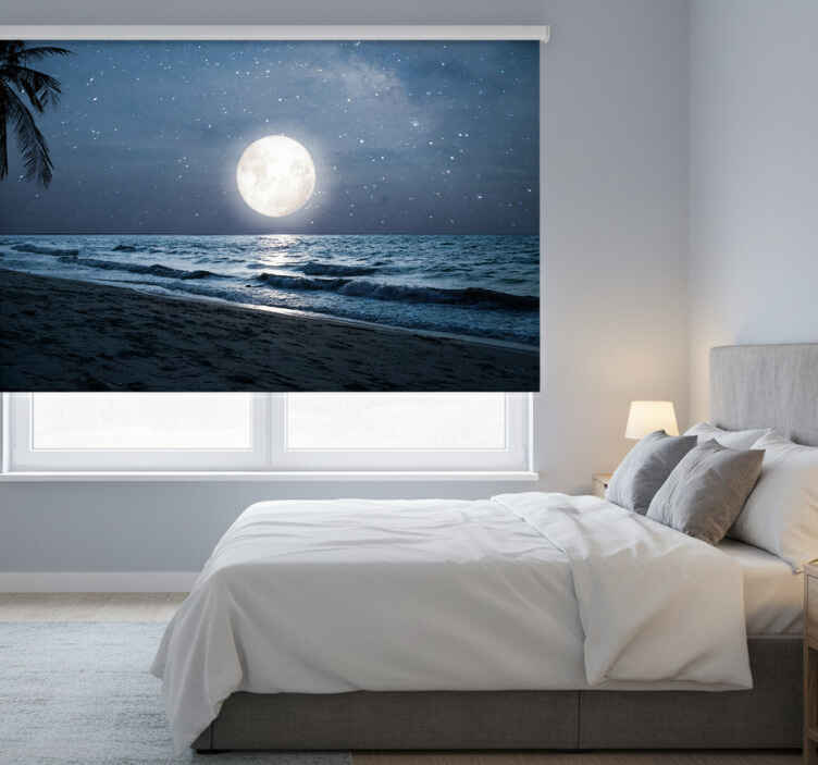 Bedroom roller blind beautiful moonlight over ocean - TenStickers