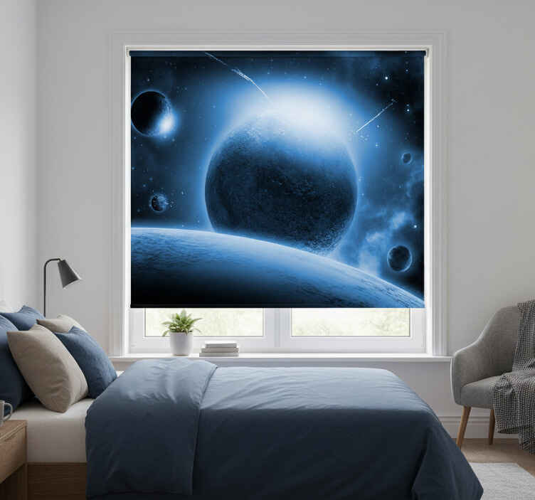 Bedroom roller blind beautiful view of earth from moon - TenStickers