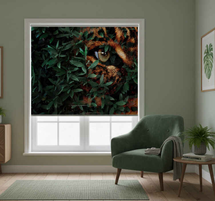 Rollo fenster schlafzimmer mit grünem blätter-tiger - TenStickers