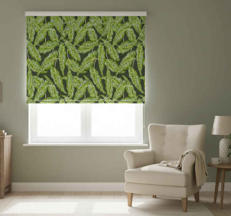 Rollo fenster schlafzimmer bananenblätter dunkelgrün - TenStickers