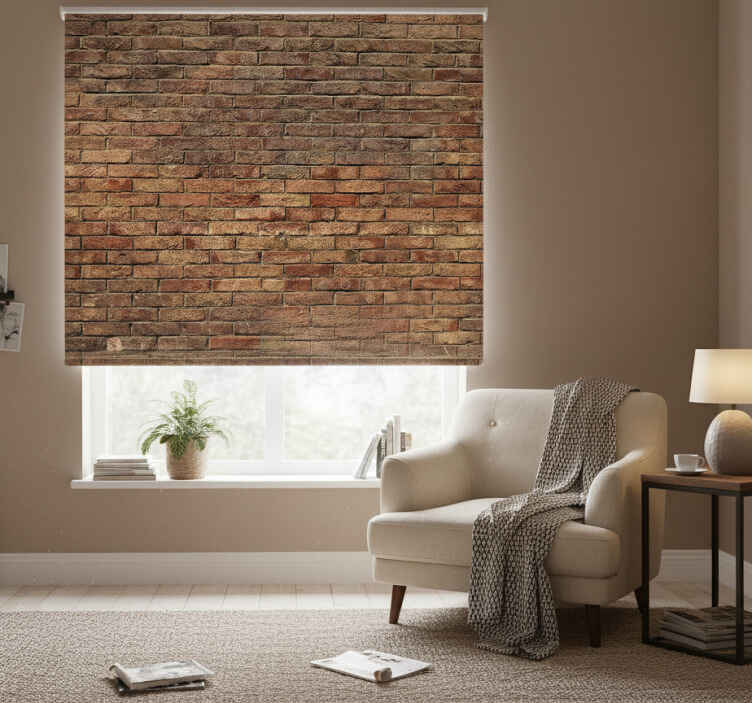 Bedroom roller blind with raw brown brick design - TenStickers