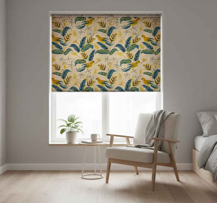 Bedroom roller blind with scandinavian bird design - TenStickers