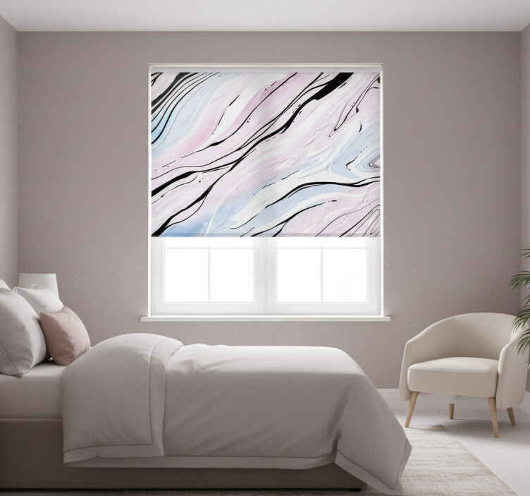 Rollo fenster schlafzimmer in pink-schwarzem marmordesign - TenStickers