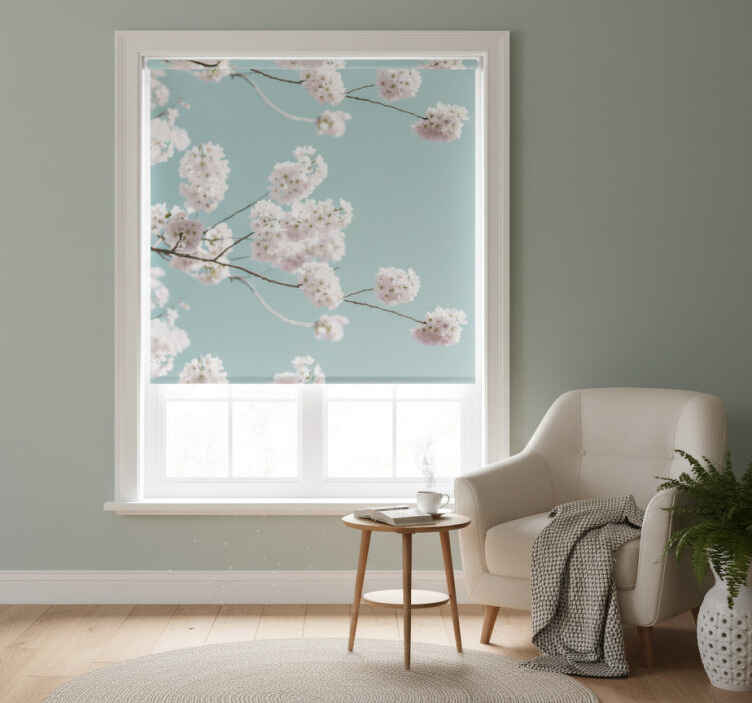 Rollo fenster weiß elegantes und feminines blumendesign - TenStickers