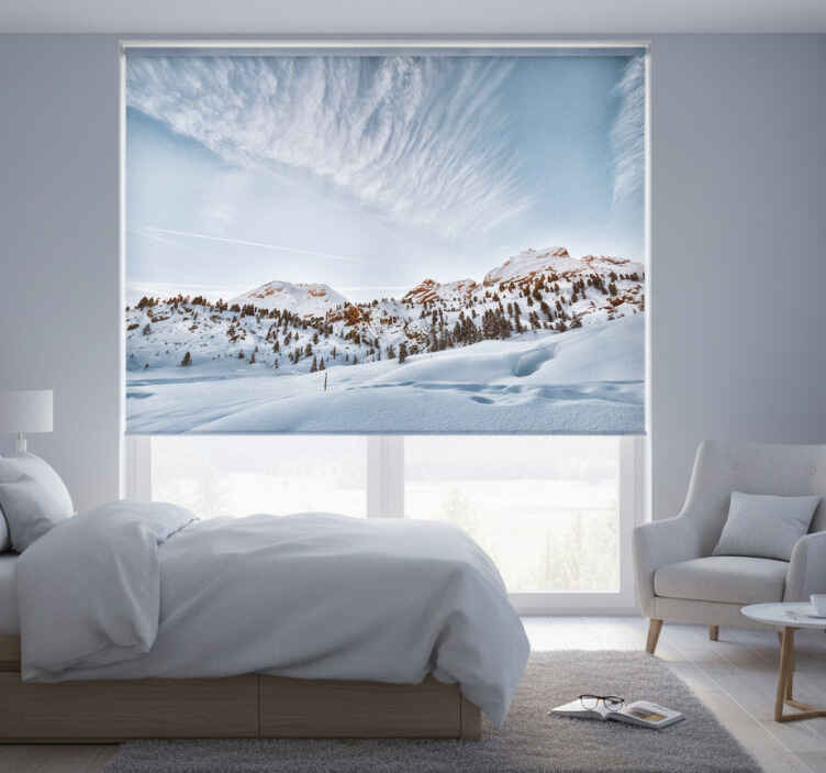 White window blind snow-capped mountains design - TenStickers