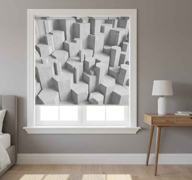 White window blind with 3d concrete shapes - TenStickers