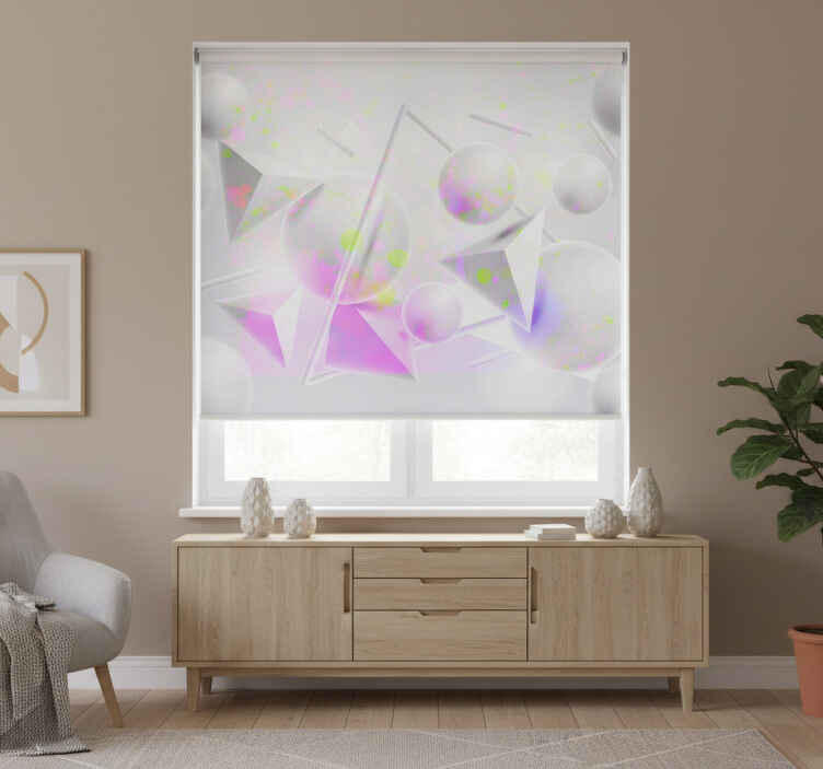 White window blind in modern shapes with paint splatter - TenStickers