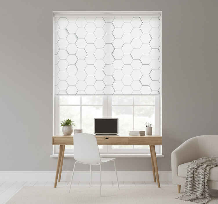 White window blind with white hexagon shadows - TenStickers
