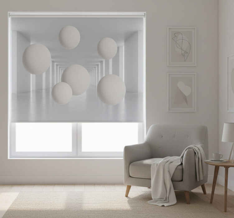 White window blind white spiked spheres tunnel - TenStickers