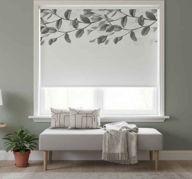 White window blind with black and white twigs - TenStickers