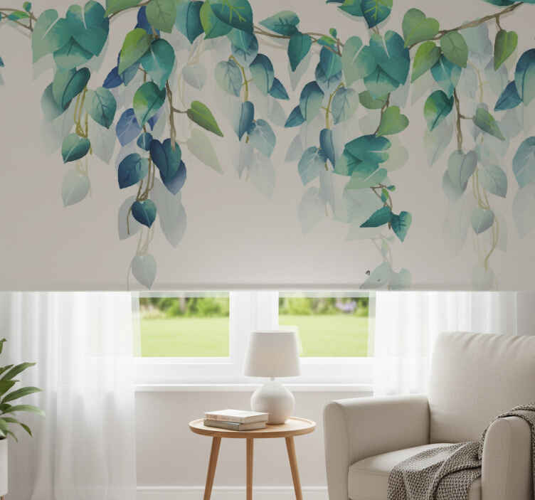 White window blind with watercolor twigs design - TenStickers