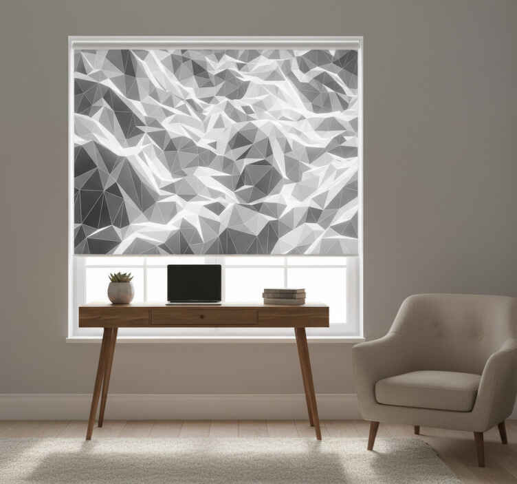 White window blind with gray geometric mountain pattern - TenStickers