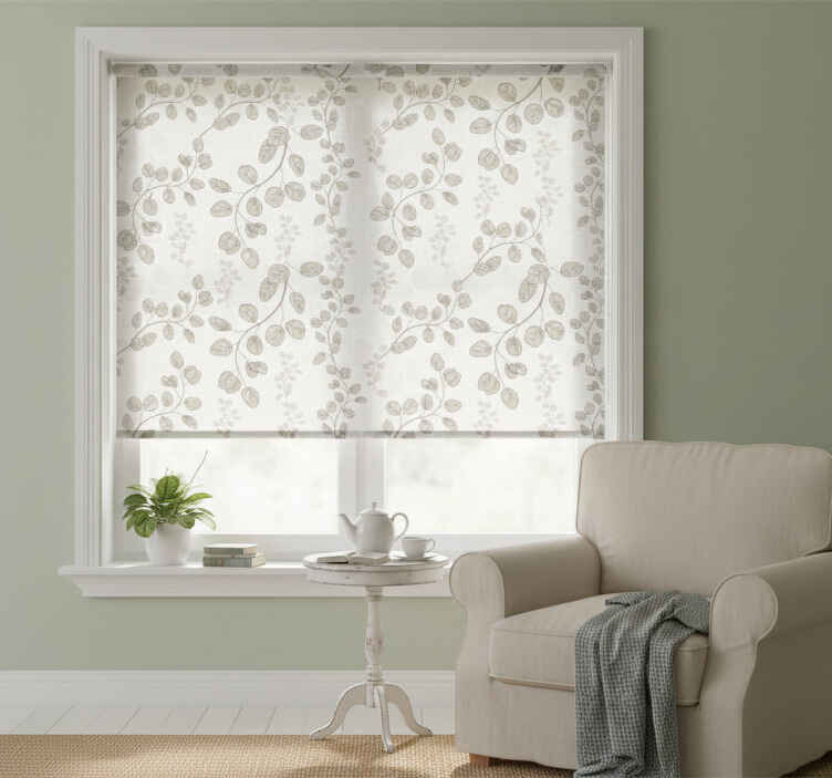 White window blind in provencal young leaves design - TenStickers