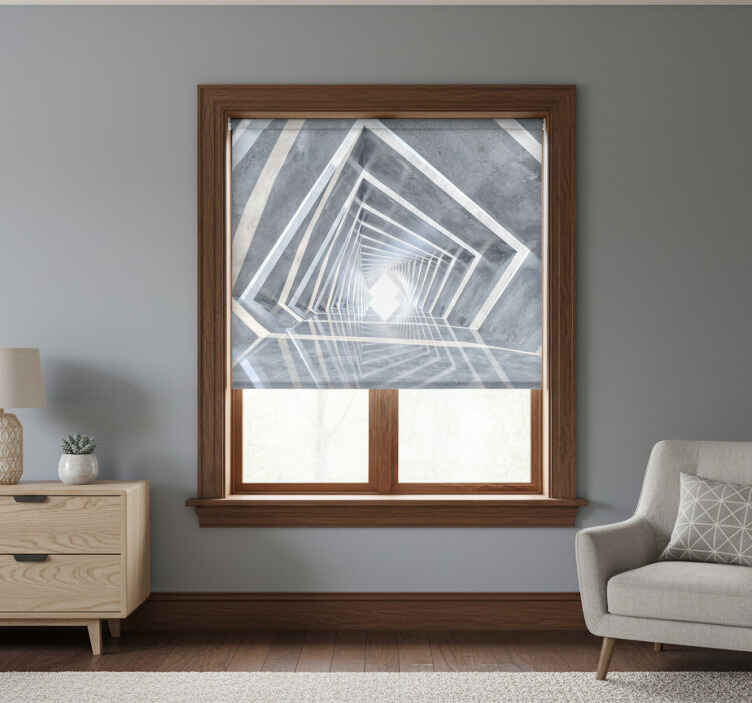 White window blind 3d geometric tunnel design - TenStickers