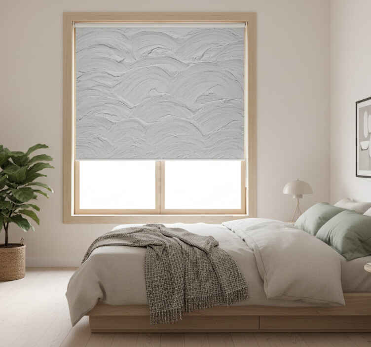White window blind with gray japandi wavy texture - TenStickers