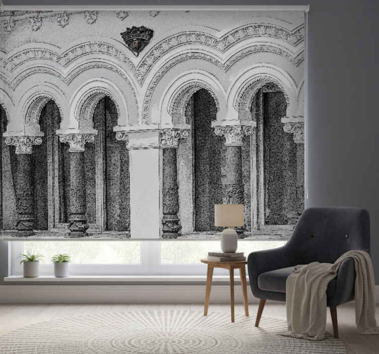 White window blind in old architecture 3d style - TenStickers