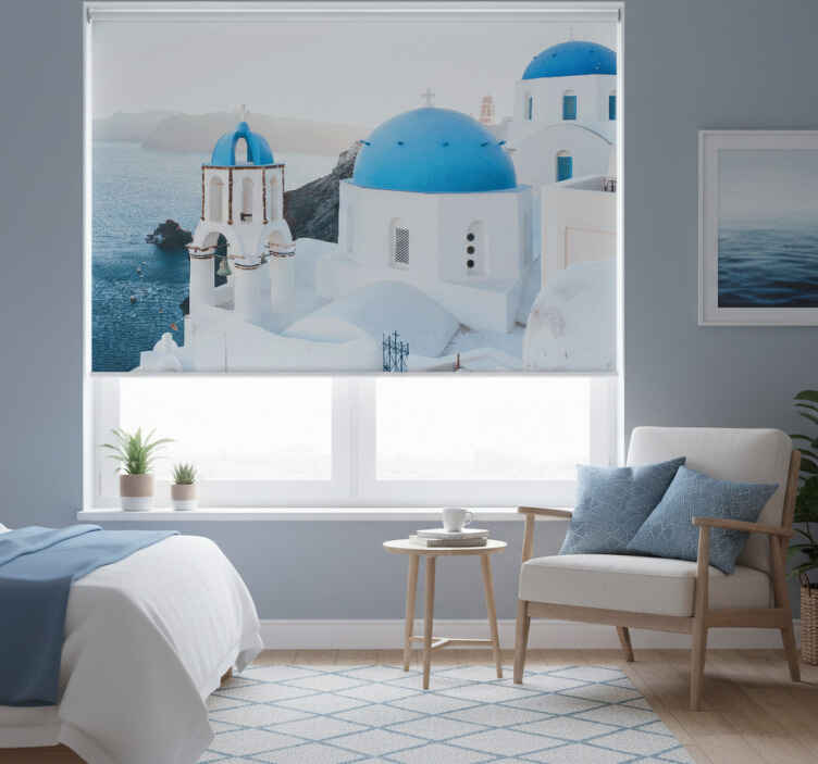 White window blind inspired by santorini's charm - TenStickers