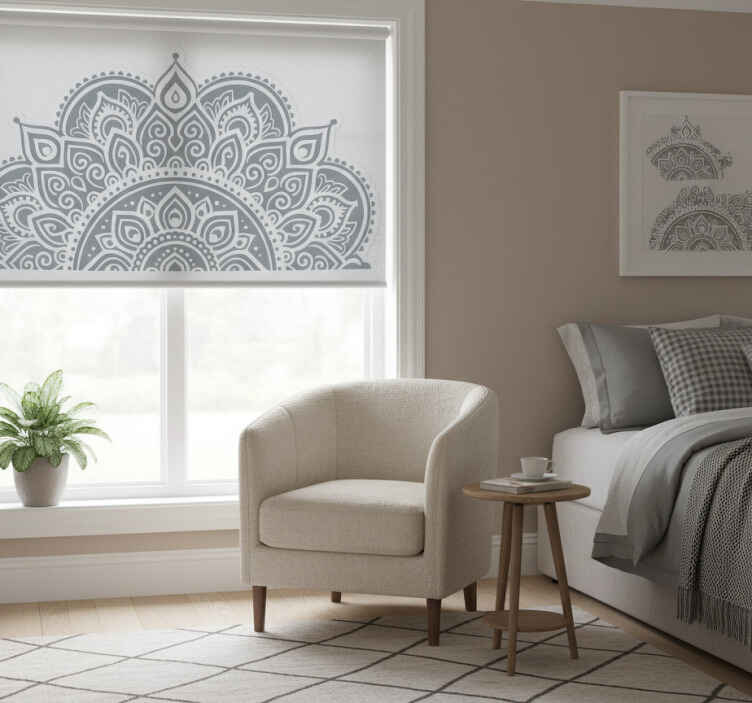 White window blind half mandala pattern - TenStickers