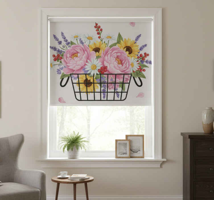 White window blind with elegant floral design - TenStickers