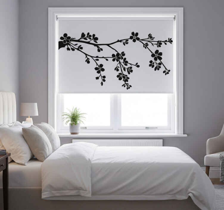 White window blind with black tree branch design - TenStickers