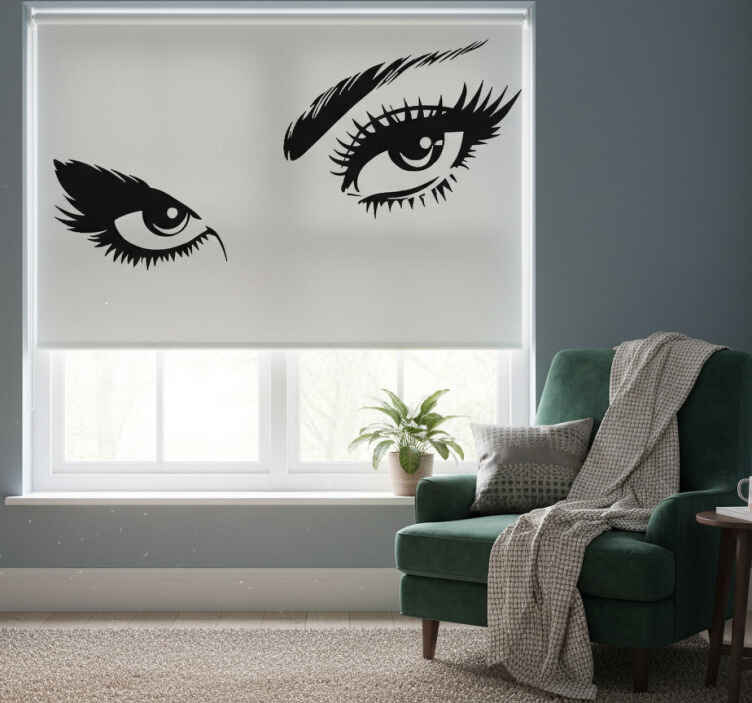 White window blind with a woman's gaze - TenStickers