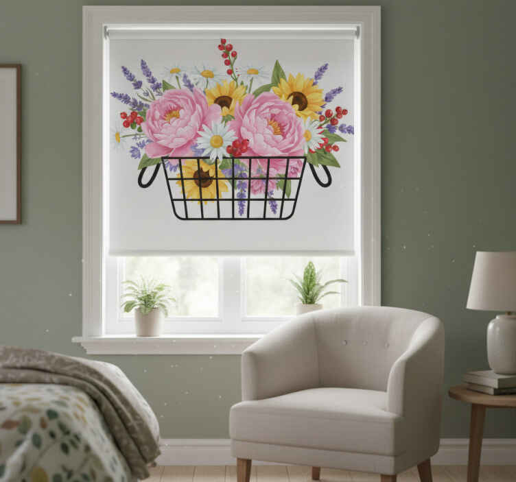 Living room blind fancy floral arrangement - TenStickers