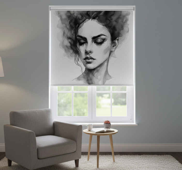 Living room blind abstract face art - TenStickers