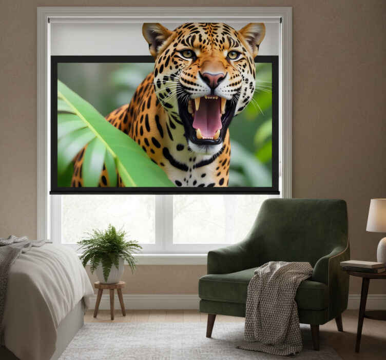 Living room blind leopard in a frame - TenStickers