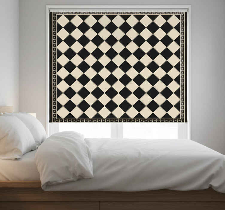 Living room blind black checkerboard design - TenStickers
