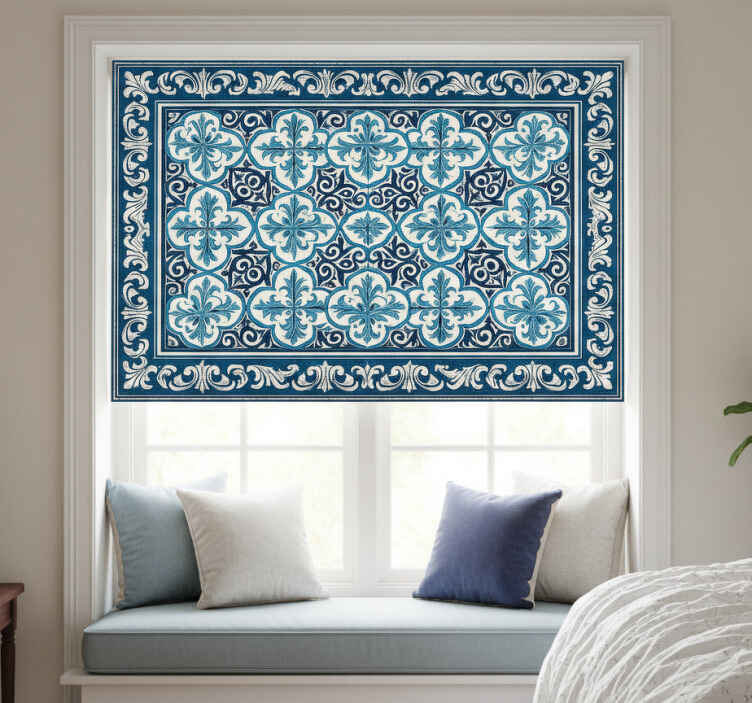 Living room roller blind in blue portuguese pattern - TenStickers