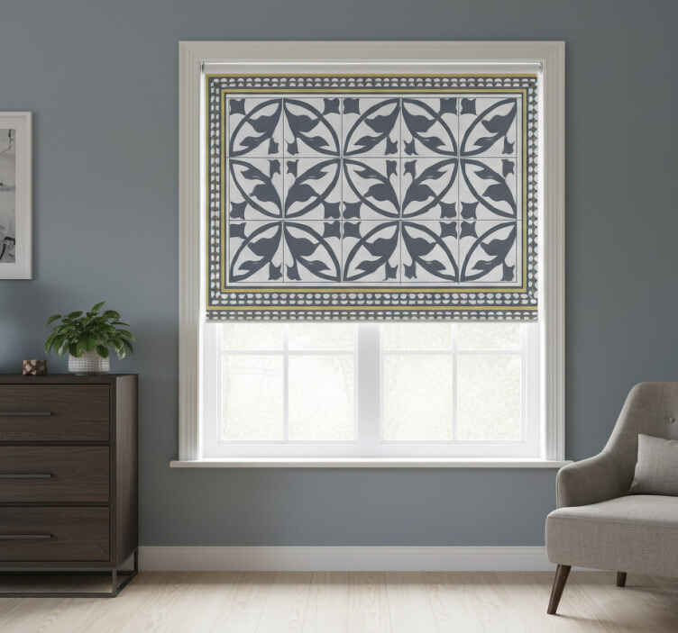Living room roller blind encaustic style floor mat - TenStickers