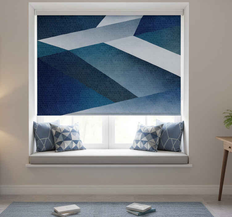 Living room blind in blue shards pattern - TenStickers