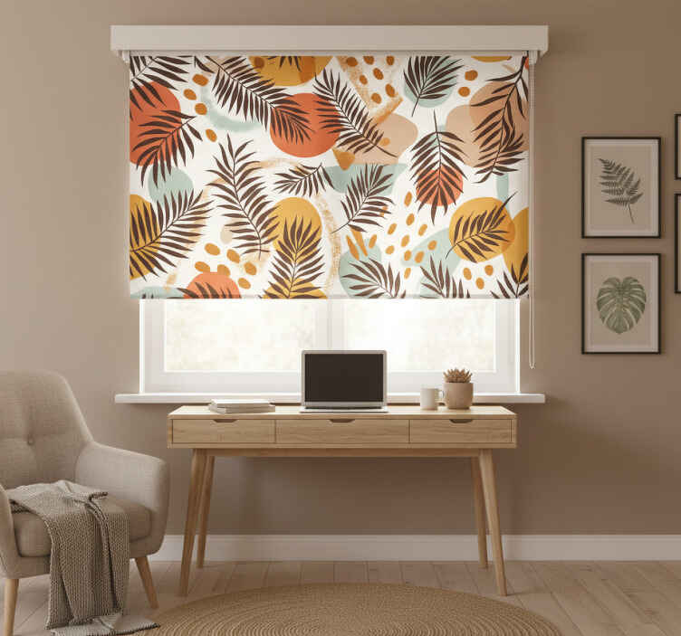 Living room roller blind colorful tropical leaf - TenStickers