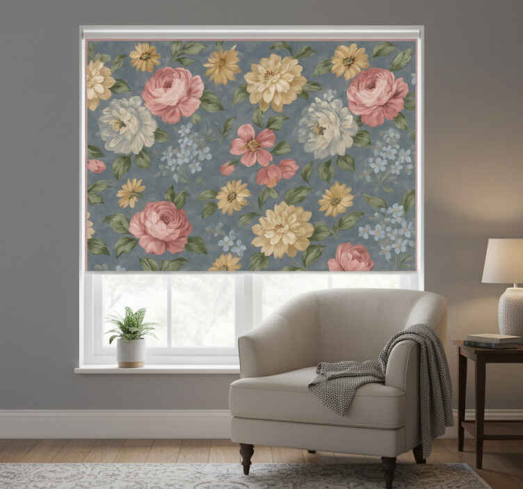 Living room blind with floral painting effect - TenStickers