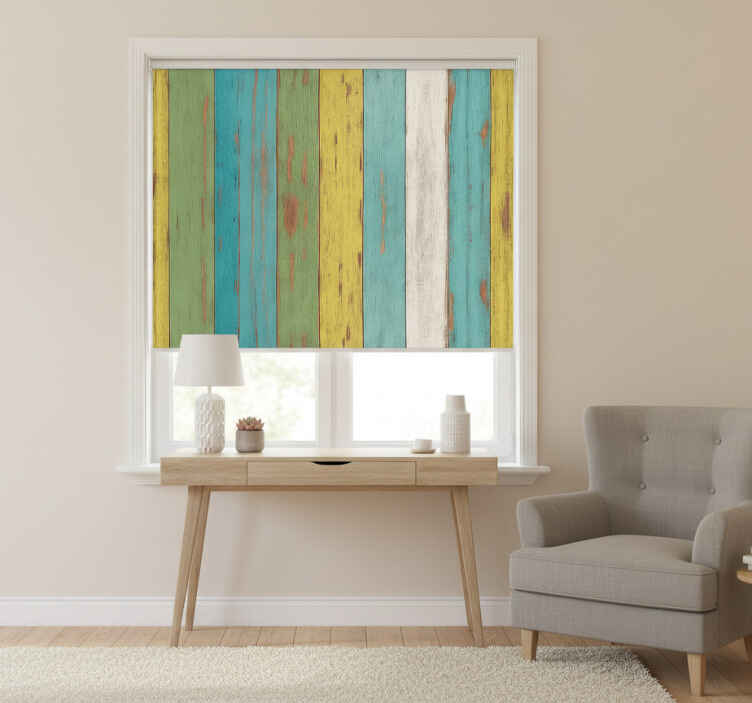 Living room blind in colorful washed wood effect - TenStickers