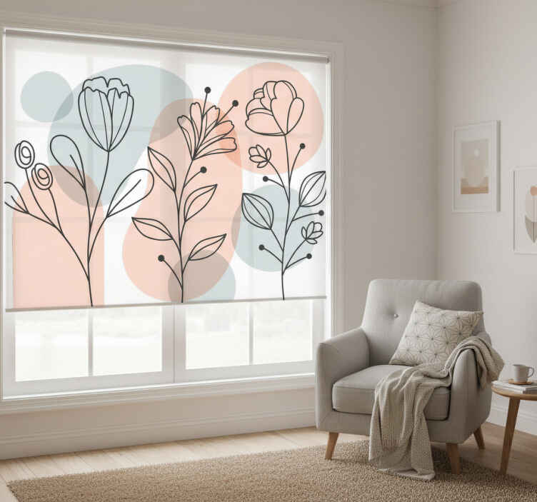 Blind bedroom minimalist floral design - TenStickers