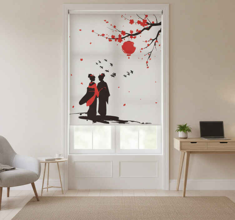 Blind bedroom inspired by japanese geishas - TenStickers